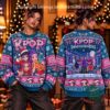 KPop Demon Hunters Christmas Ugly Sweater 2026 - front and back views with anime character graphics