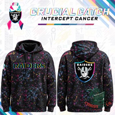 Las Vegas Raiders Crucial Catch Intercept Cancer Hoodie 2026 - front and back views