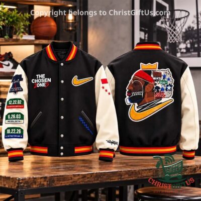 LeBron James The Chosen Zone 2026 Bomber Jacket - front and back views displayed together