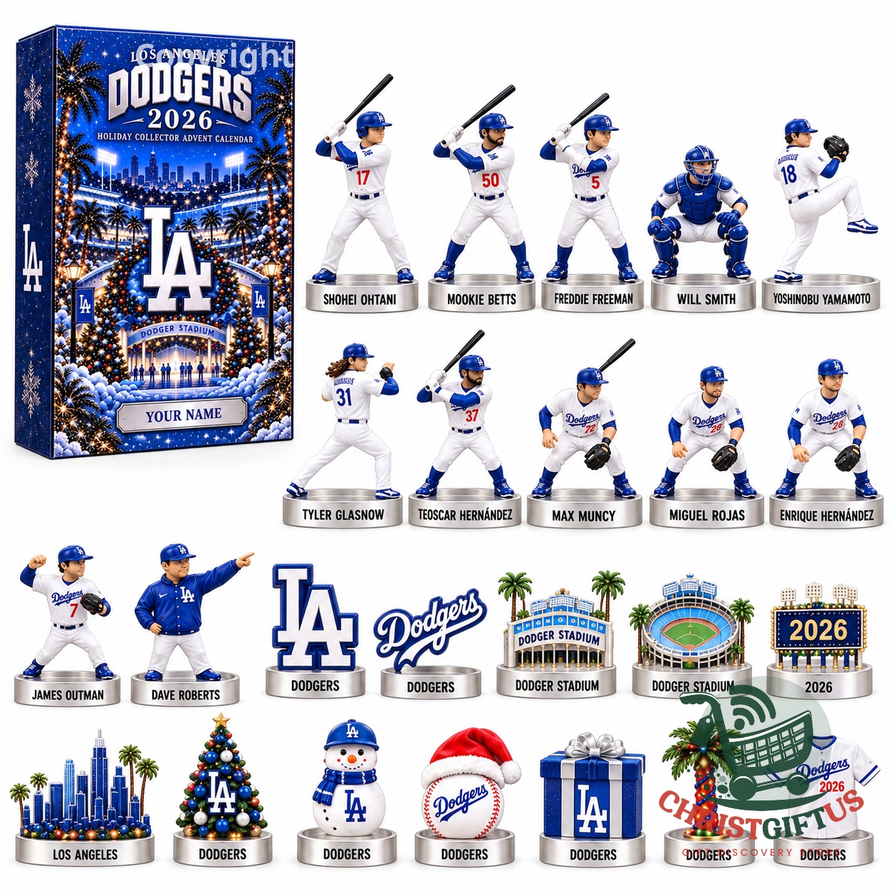 Los Angeles Dodgers 2026 Personalized Holiday Advent Calendar
