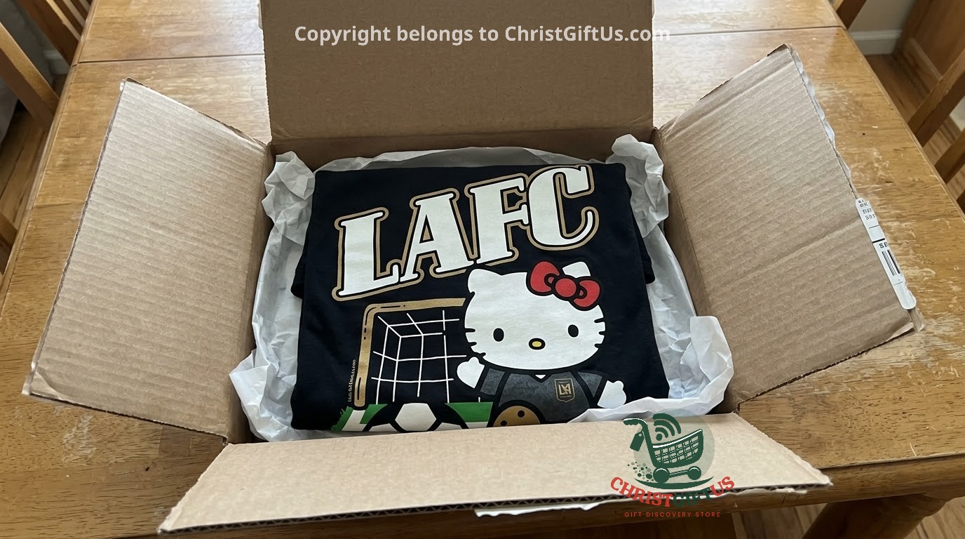 Los Angeles Football Club Hello Kitty Soccer T-Shirt - front graphic with soccer ball