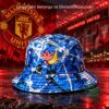Manchester United x Stone Roses Bucket Hat 2026 - front view showing Adidas Trefoil emblem
