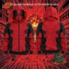 Deadpool balaclava zip hoodie front and back on a comic-book background