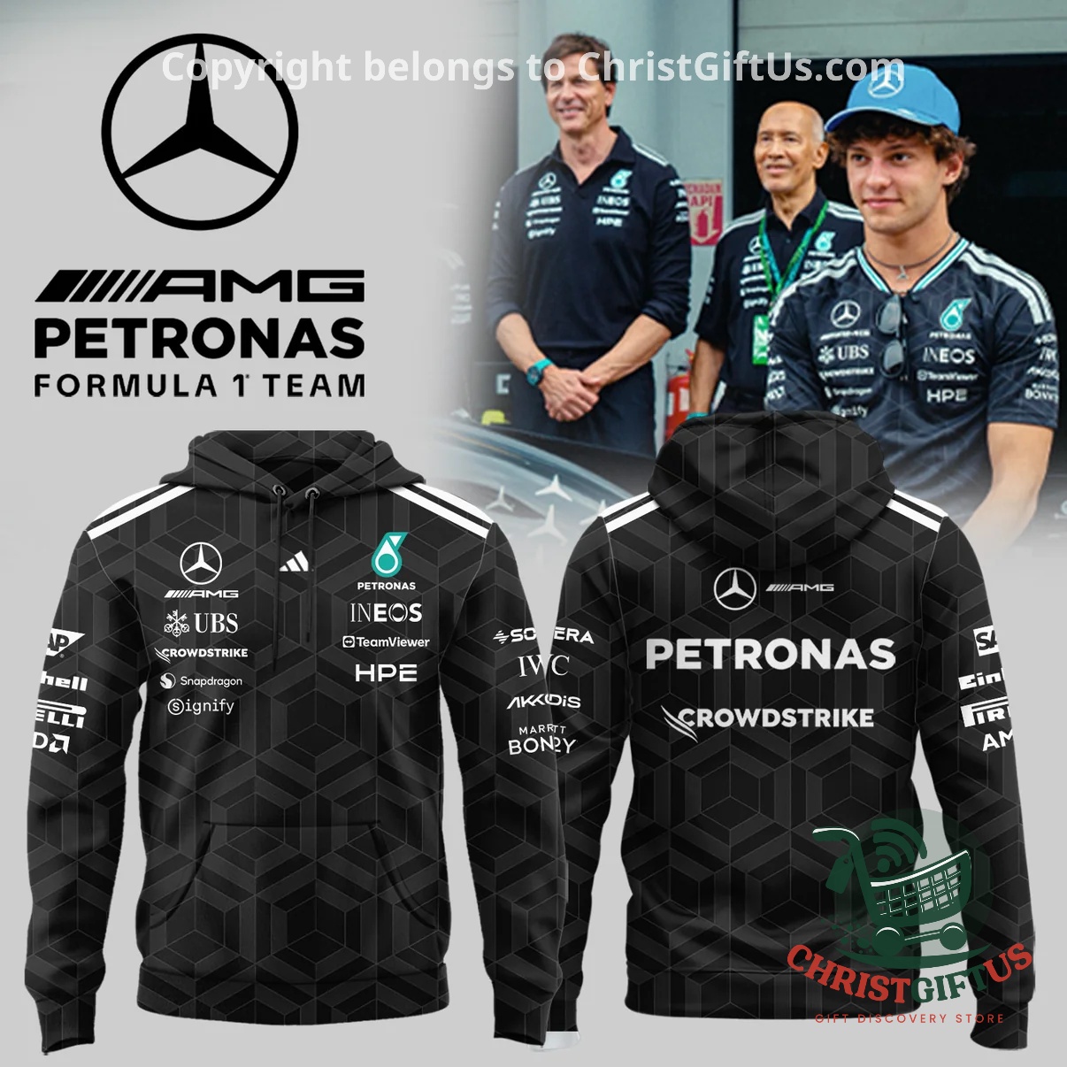 Mercedes-AMG PETRONAS Formula One Team Kimi Antonelli Hoodie - front and back views