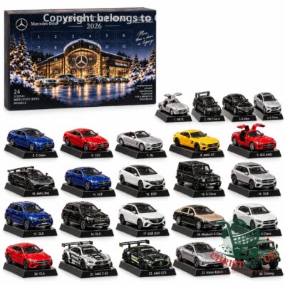 Mercedes-Benz 2026 Advent Calendar - front view with 24 miniature car models