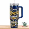 Navy Brewers Brew Crew Champions 2026 tumbler with handle
