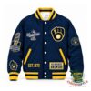 Navy Brewers World Series Champions 2026 bomber jacket with gold trim