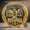 Brewers World Series Champions coin with trophy, ballpark and Milwaukee skyline