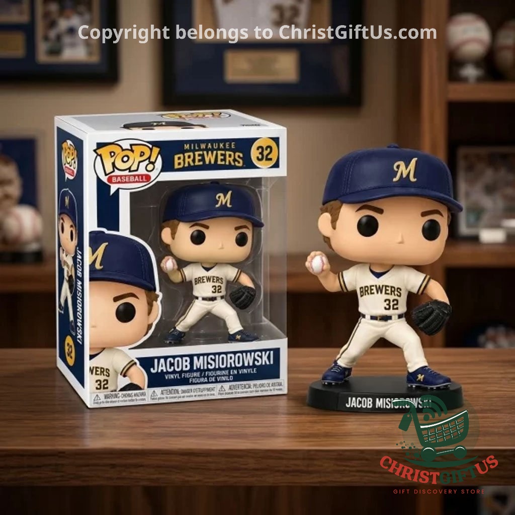 Jacob Misiorowski figure beside its Brewers box