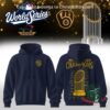 Navy Brewers World Series Champions hoodie front and back with the trophy