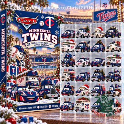 Minnesota Twins Cars advent calendar box beside the tray of car designs
