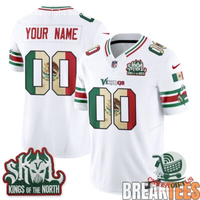 Minnesota Vikings Mexico Edition Custom Football Jersey - front and back views