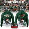 Minnesota Wild Peanuts Day 2026 Hockey Game Hoodie - front and back views with matching cap