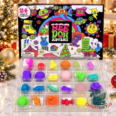 NeeDoh Squishies Advent Calendar 2026 - open tray with colorful squishy toys