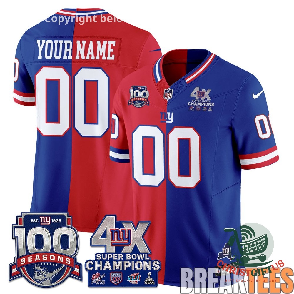 New York Giants 100 Seasons 4X Super Bowl Champions Football Jersey - photo 2