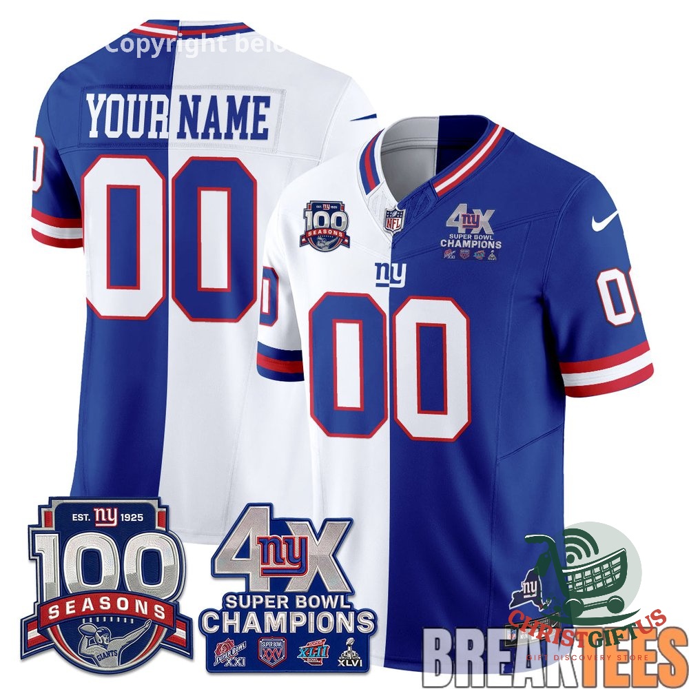 New York Giants 100 Seasons 4X Super Bowl Champions Football Jersey - photo 3