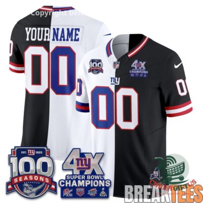 New York Giants 100 Seasons 4X Super Bowl Champions Football Jersey - front view