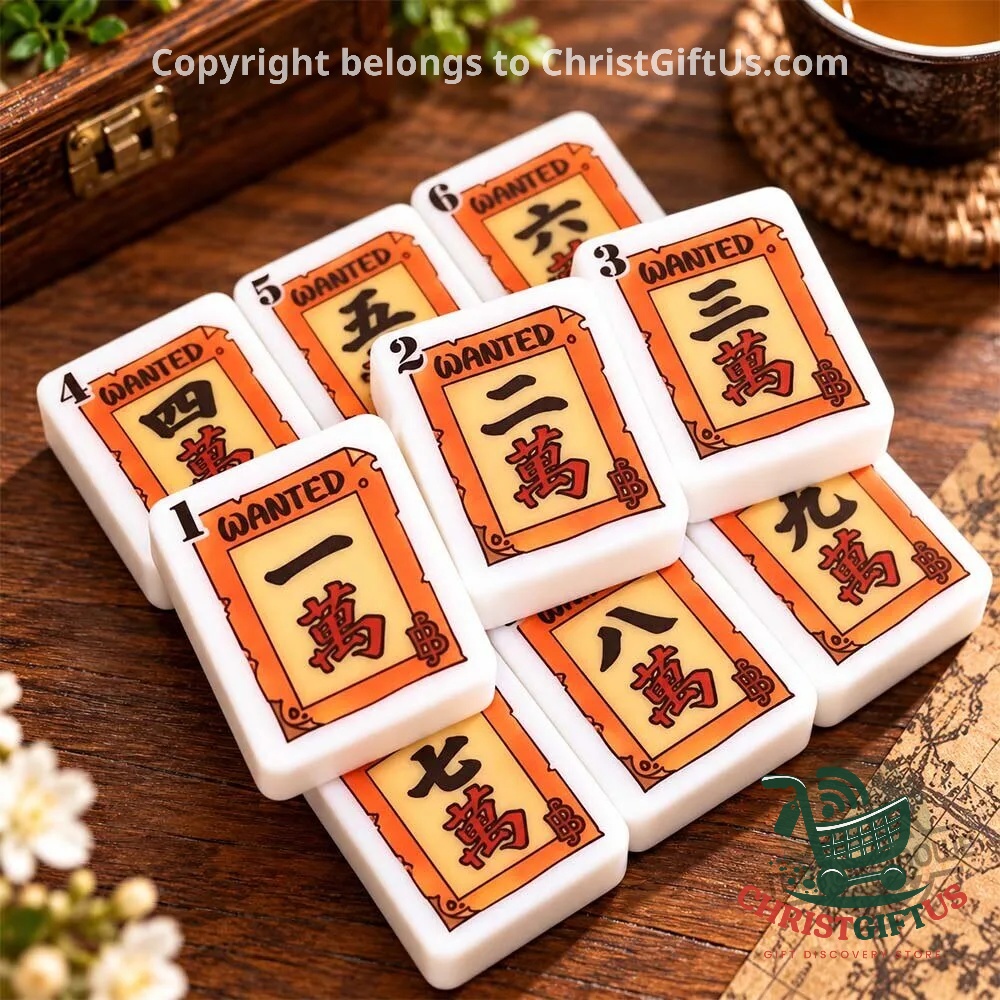 Nominno One Piece Anime Mahjong Tiles Set - view of orange wanted poster tiles