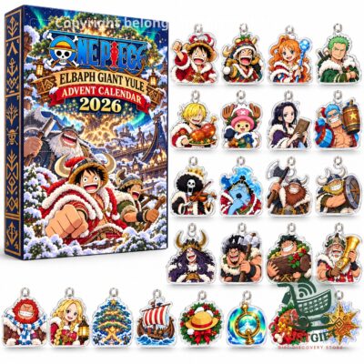 One Piece Elbaph Giant Yule 2026 Advent Calendar - front box with assorted character charms