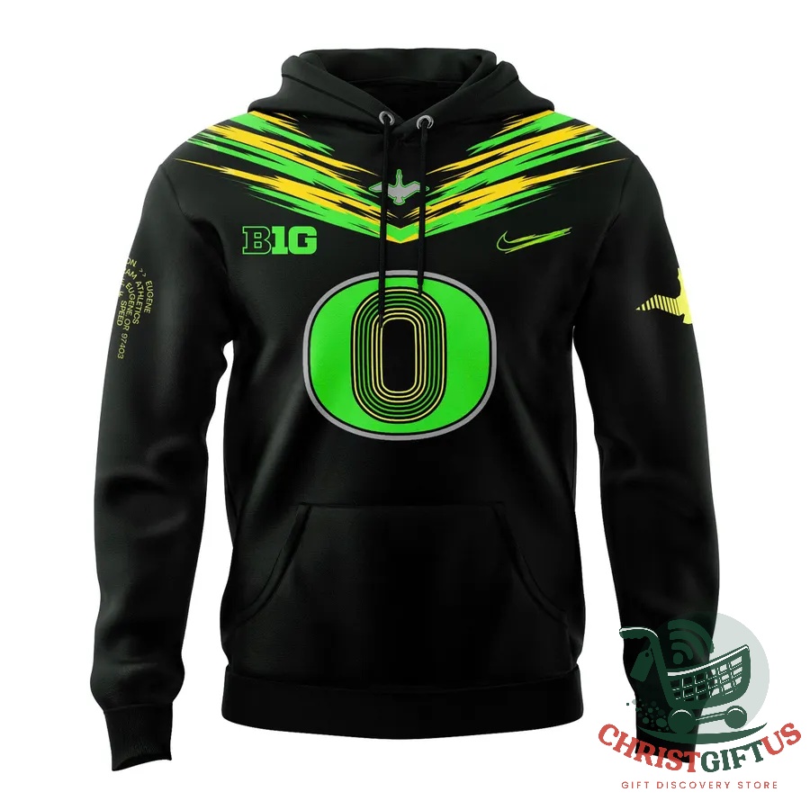 Oregon Ducks Origin of Speed Hoodie - front chest graphics and O logo