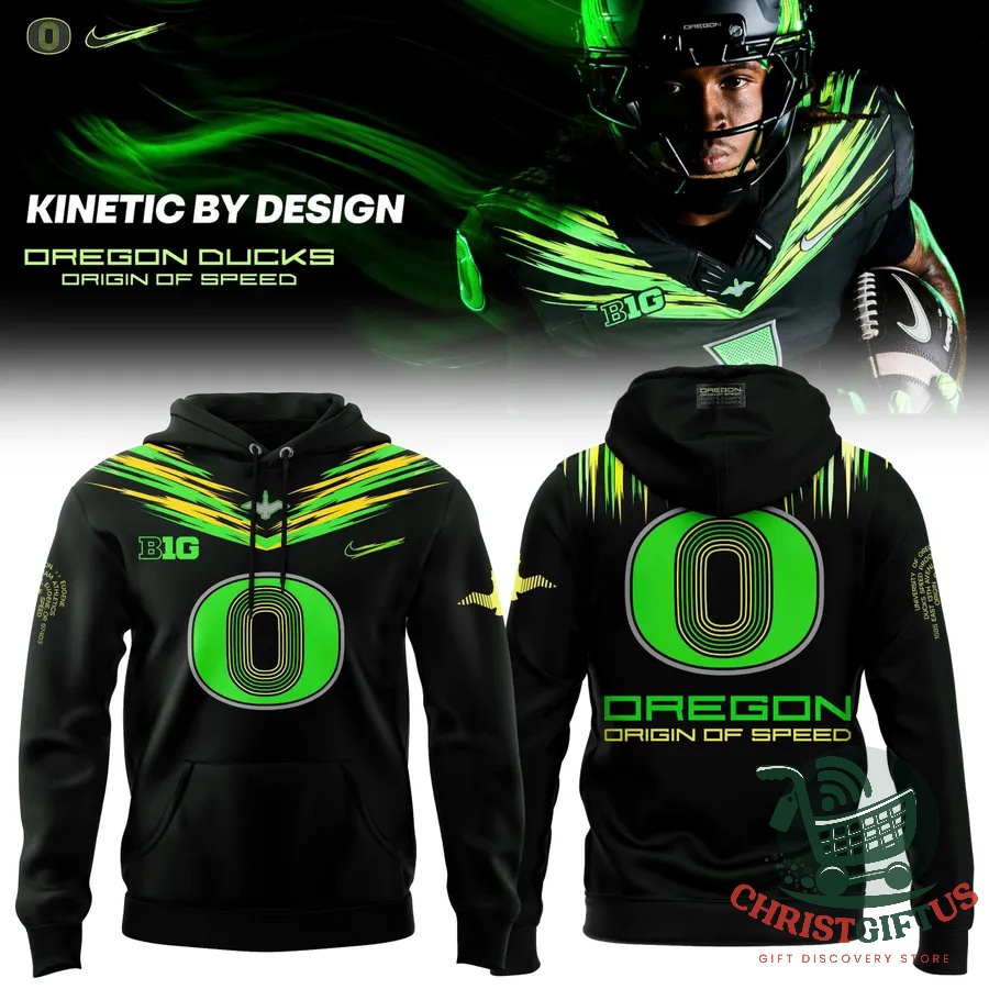 Oregon Ducks Origin of Speed Hoodie - front and back views