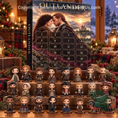 Outlander advent calendar with character pieces on display steps