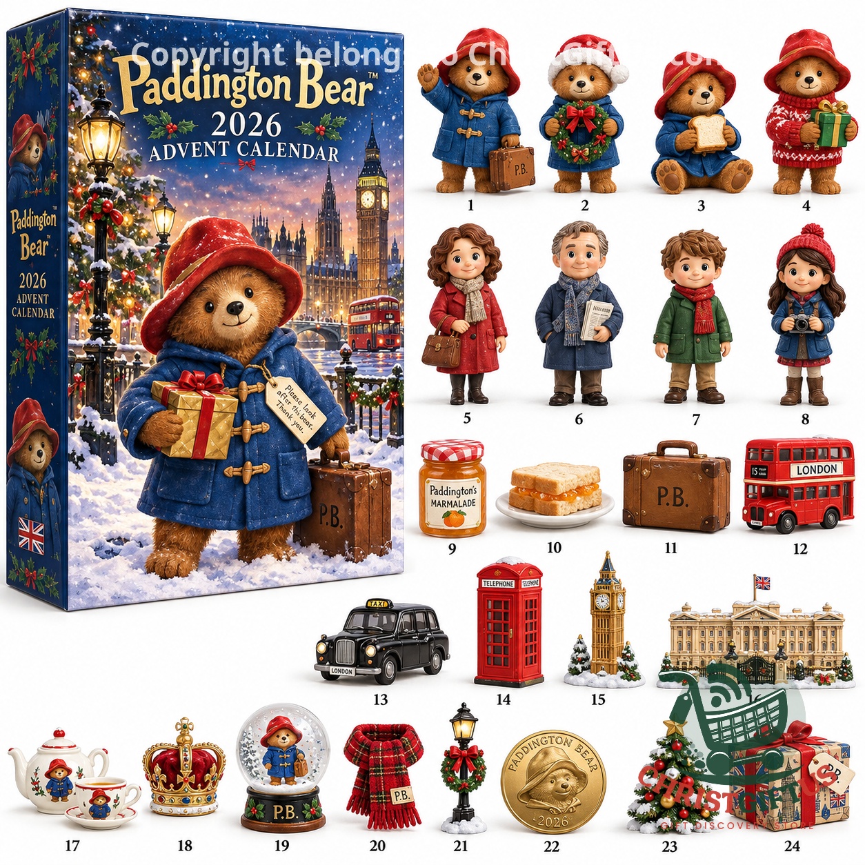 Paddington Bear Christmas London 2026 Advent Calendar - front box artwork