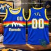 Playboi Carti x Denver Nuggets YVL Rainbow Skyline Jersey - front and back views displayed together