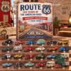 Route 66 100th Anniversary 2026 Advent Calendar - front view with 24 vehicle illustrations