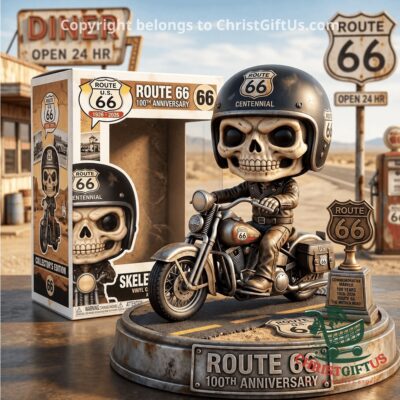Route 66 Skull Biker 100th Anniversary Funko Pop - front view with collector box