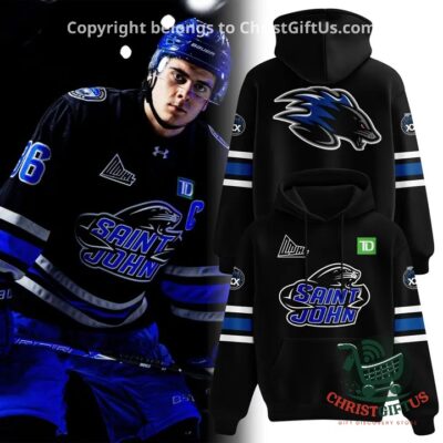 Saint John Sea Dogs Sea Dog Pullover Hoodie - front and back views