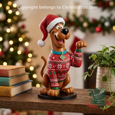 Scooby-Doo Christmas 2026 3D Ornament - front view showing Santa hat and Nordic sweater