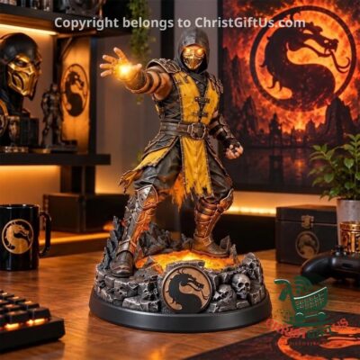 Scorpion Mortal Kombat figure on a glowing lava base