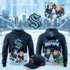 Seattle Kraken Bluey Hockey Game 2026 Hoodie - front and back views with matching cap