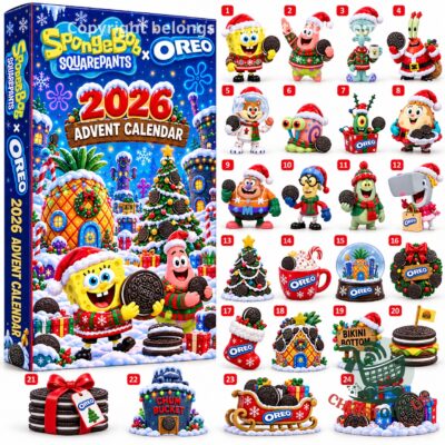 SpongeBob SquarePants x Oreo 2026 Christmas Advent Calendar - front box artwork