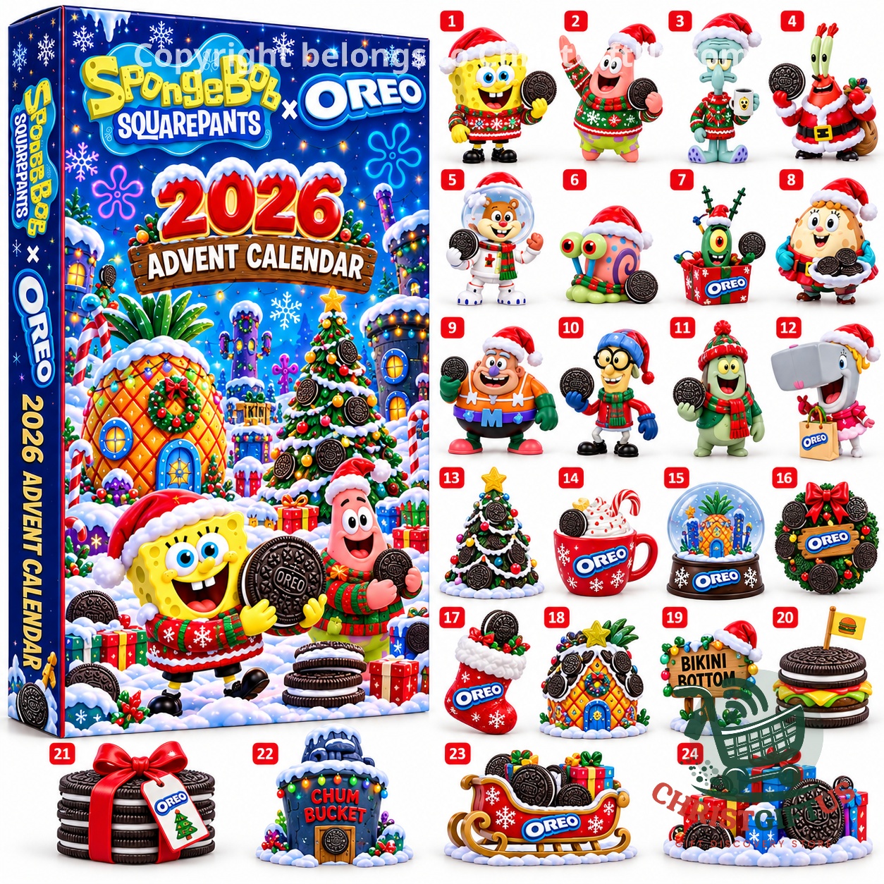 SpongeBob SquarePants x Oreo 2026 Christmas Advent Calendar - front box artwork