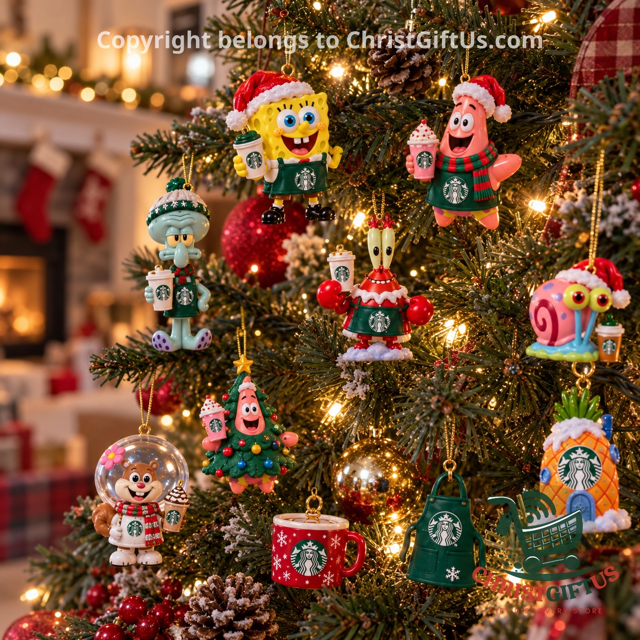 SpongeBob SquarePants x Starbucks 2026 Christmas Advent Calendar - side panel with vertical lettering