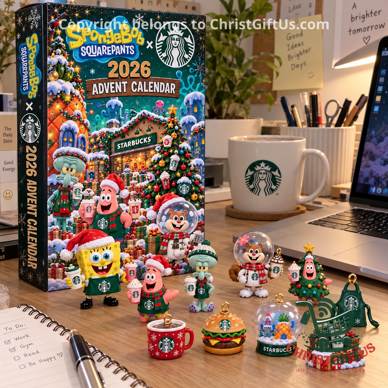 SpongeBob SquarePants x Starbucks 2026 Christmas Advent Calendar – Lower row of themed miniatures SpongeBob SquarePants x Starbucks 2026 Christmas Advent Calendar - lower row of themed miniatures
