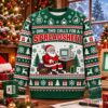 Spreadsheet Santa Christmas 2026 Spreadsheet Ugly Sweater - front view with Santa at a computer