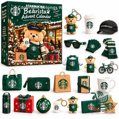 Starbucks Bearista Advent Calendar - front packaging with numbered doors and holiday artwork
