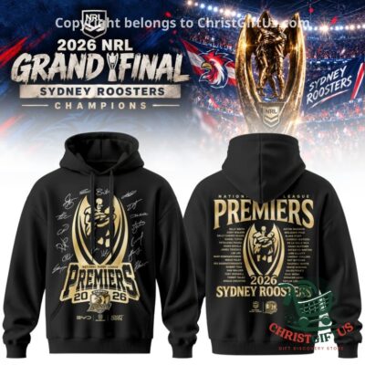 Sydney Roosters 2026 NRL Grand Final Premiers Championship Hoodie - front and back views