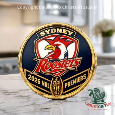 Sydney Roosters 2026 NRL Premiers Coin - front view showing crest and championship lettering