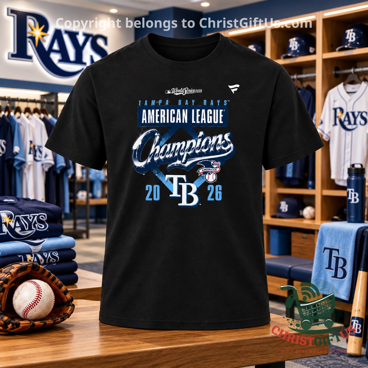Tampa Bay Rays 2026 World Series American League Champions T-Shirt - front view