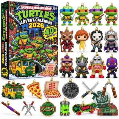 Teenage Mutant Ninja Turtles 2026 advent calendar box with the full set