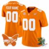 Tennessee Volunteers Dolly Parton Patch Custom Football Jersey - front and back views with butterfly patch
