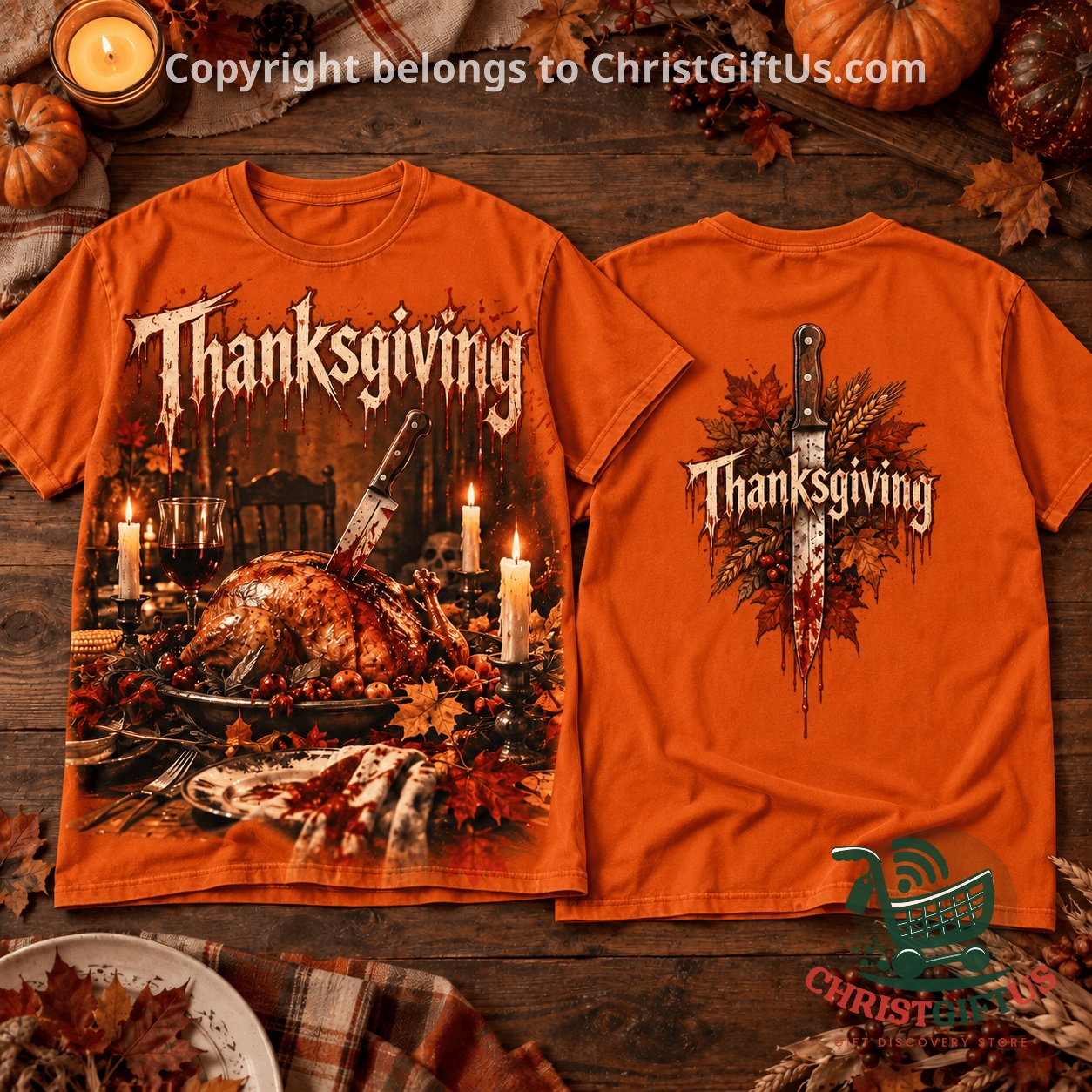 Thanksgiving 2026 Slasher Horror 3D T-Shirt - photo 2