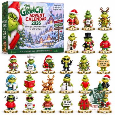 The Grinch Christmas 2026 Advent Calendar - front box and numbered character lineup