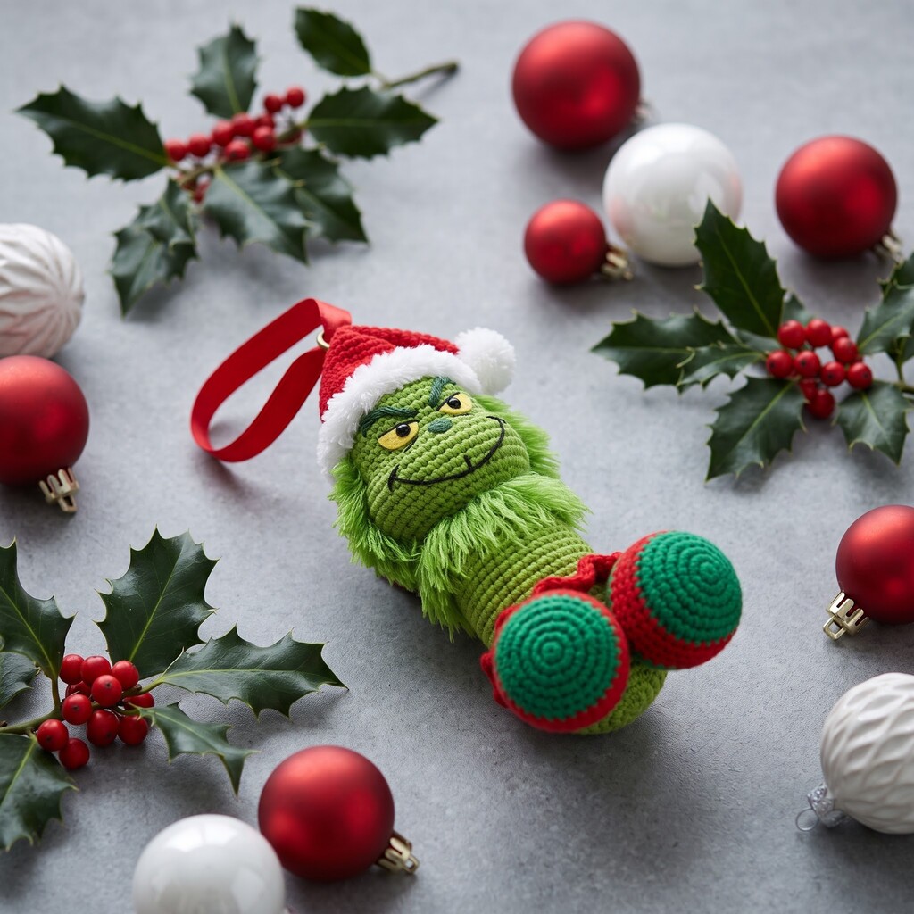The Grinch Santa Hat 2026 Christmas Crochet Ornament - photo 2