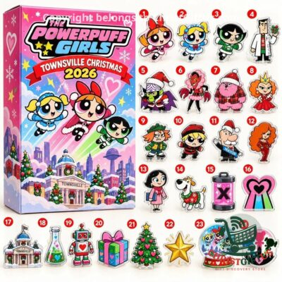 The Powerpuff Girls Townsville Christmas 2026 calendar with the full set