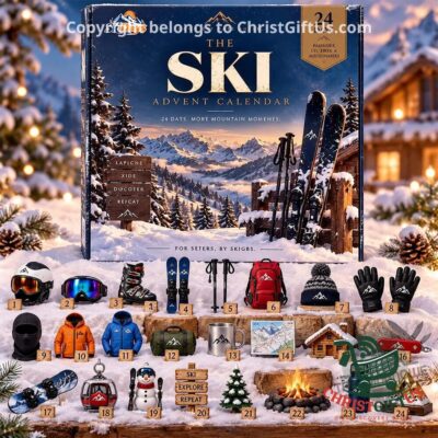 The Ski Skiing and Winter Sports Advent Calendar - front box with numbered winter accessories